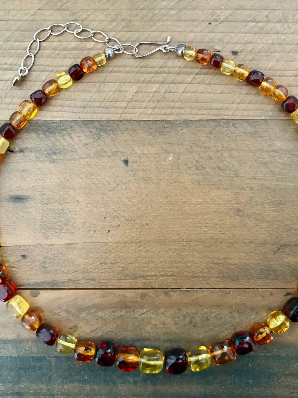 JAY KING DRT STERLING SILVER MULTI-COLOR BALTIC AMBER BEAD NECKLACE 23g